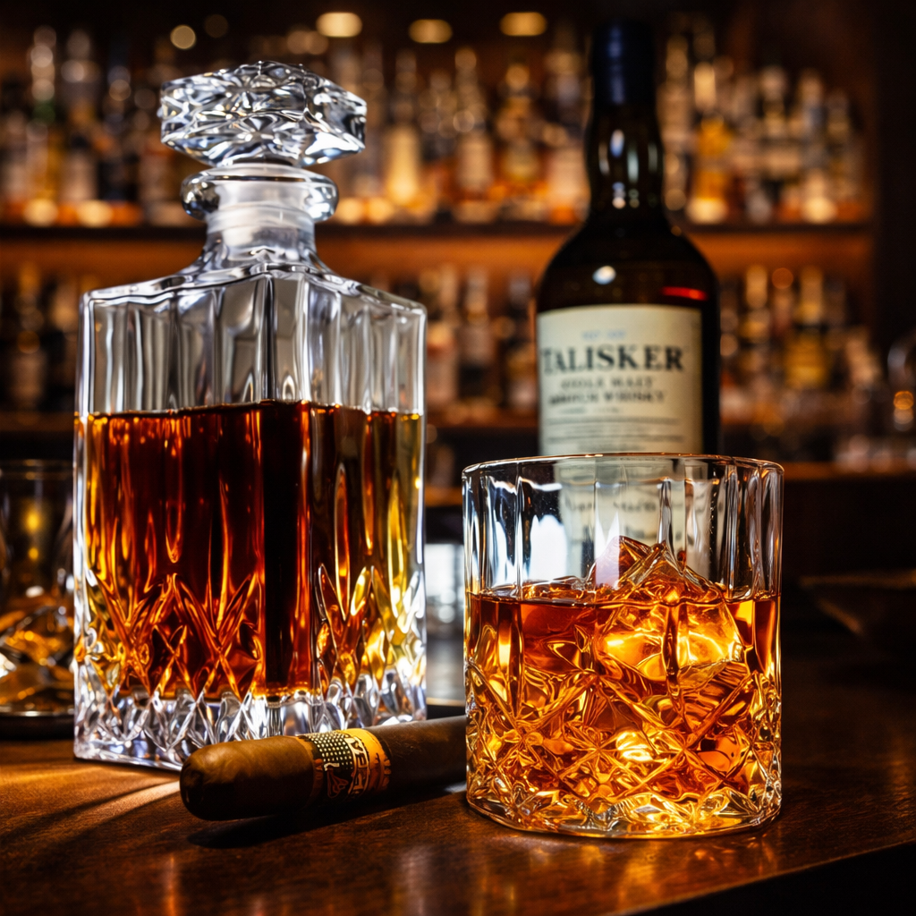 Whiskysæt – Flaske og glas