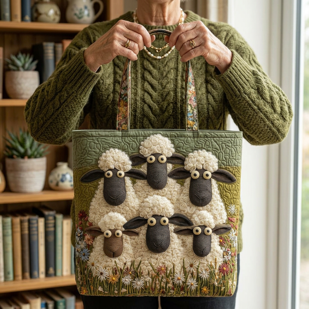 Kunstnerisk Håndlavet Taske med Får